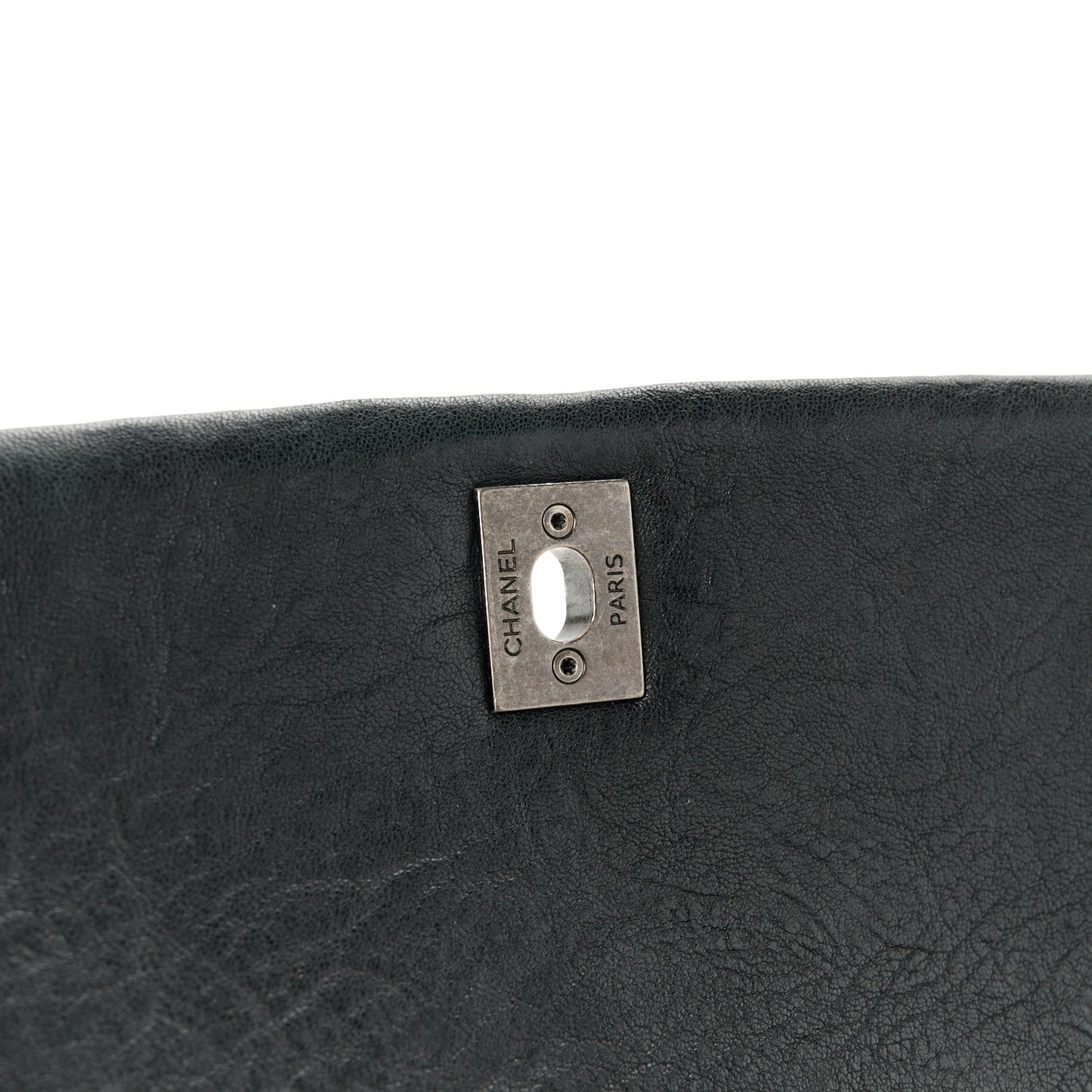 Crumpled Lambskin Quilted Medium Single Flap Black