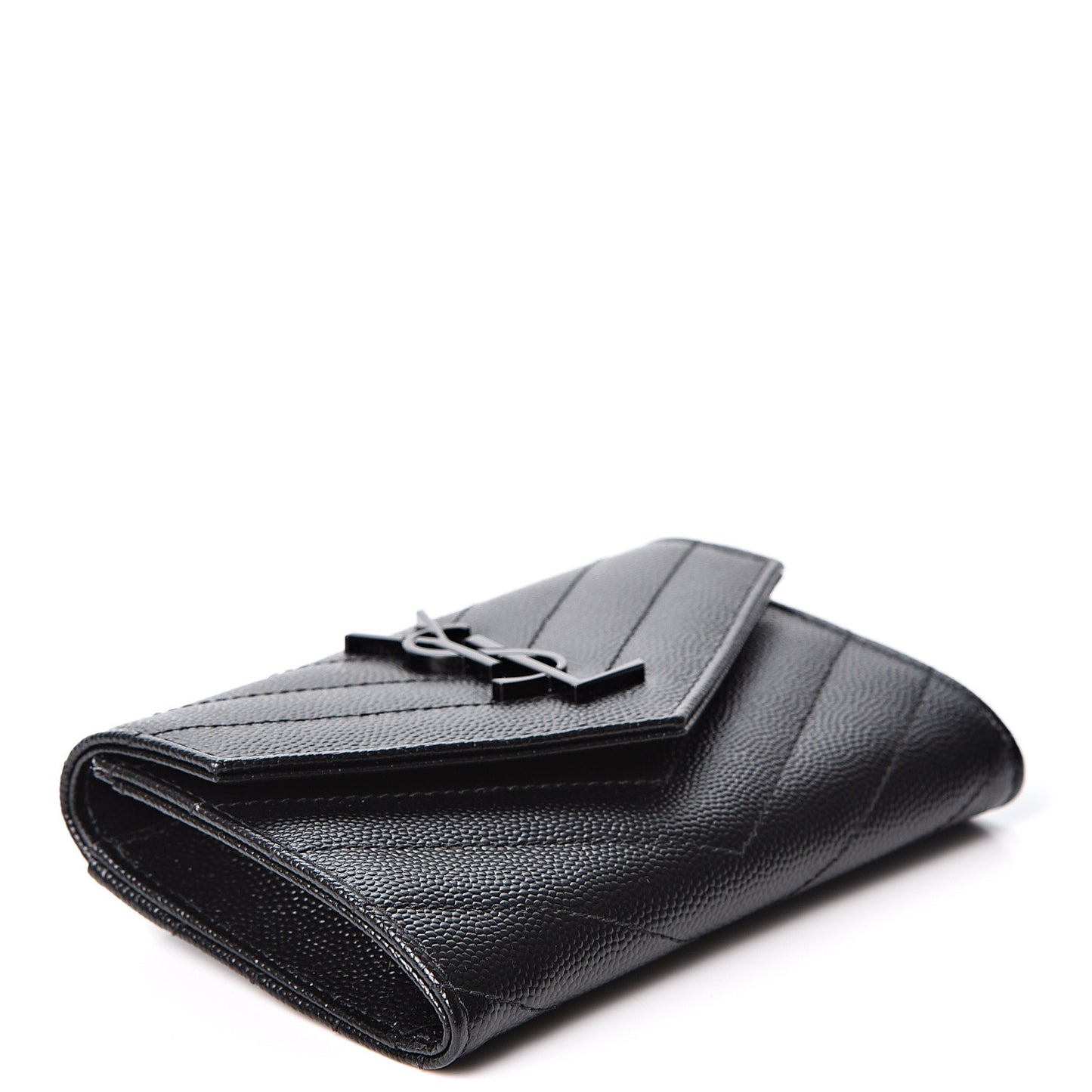 Grain De Poudre Matelasse Chevron Small Monogram Envelope Wallet Black