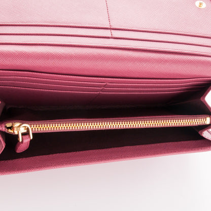 Prada Saffiano Metal Continental Flap Wallet Peonia 5 of 7