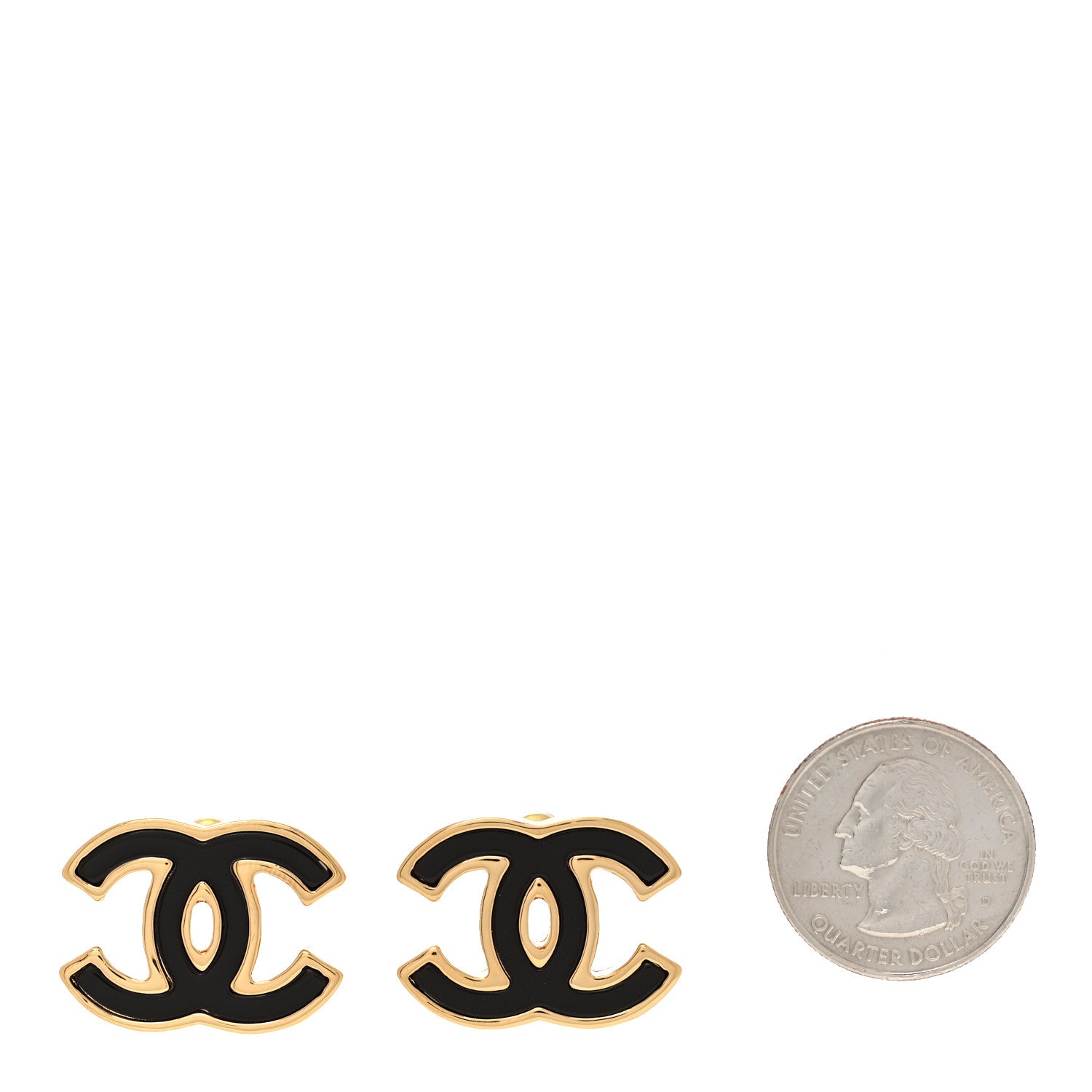 Chanel Enamel CC Earrings Black Gold 2 of 5