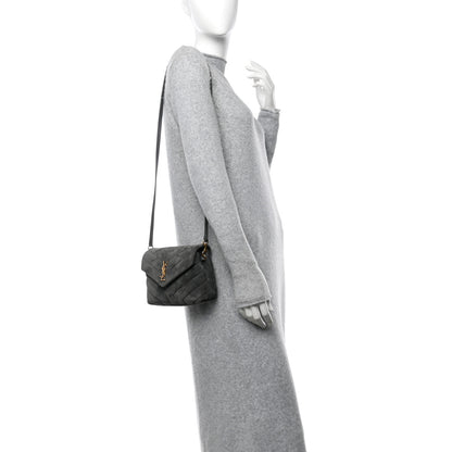 Saint Laurent Suede Y Quilted Monogram Toy Loulou Crossbody Bag Storm 2 of 10