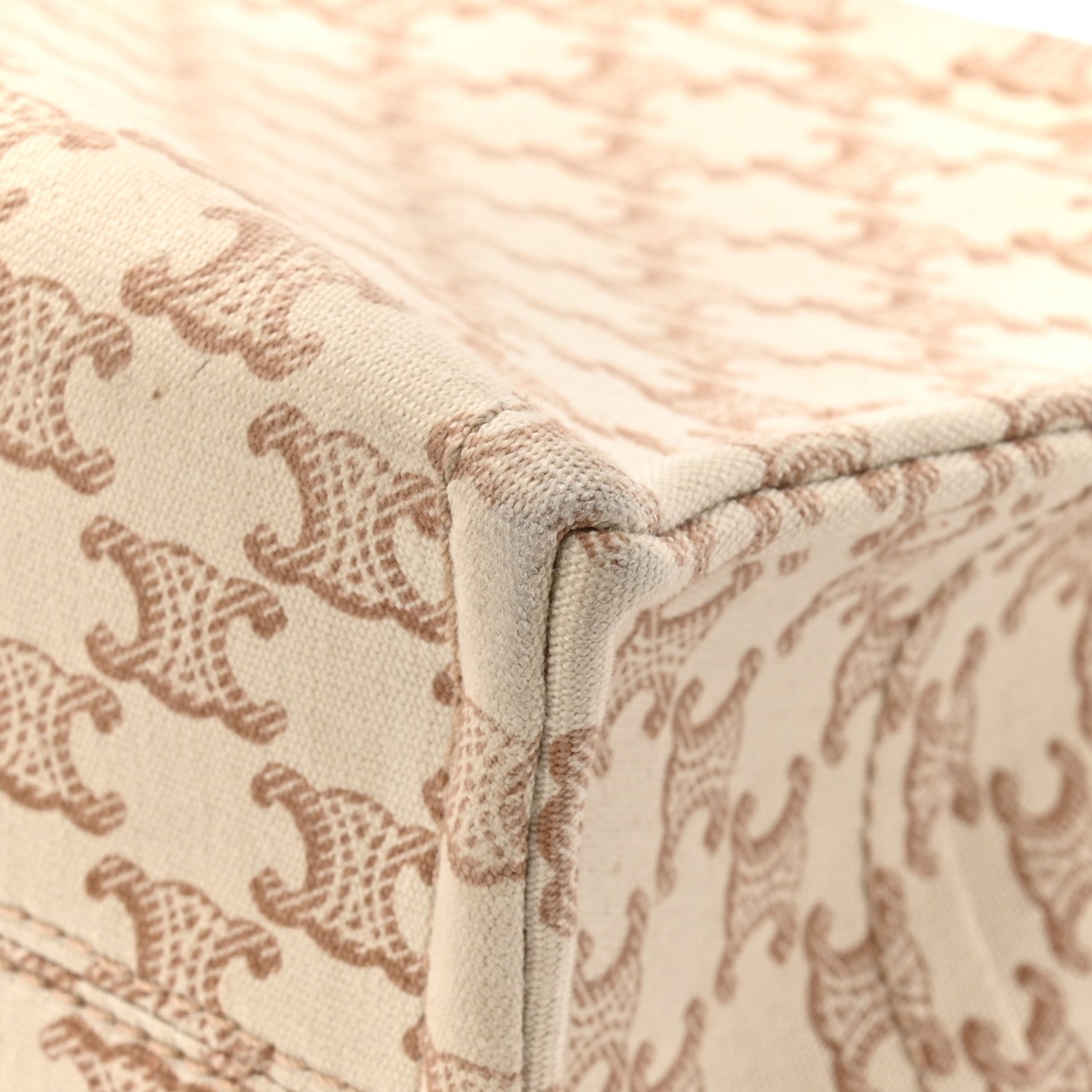Celine Canvas Calfskin Triomphe Print Small Cabas Thais White 14 of 16