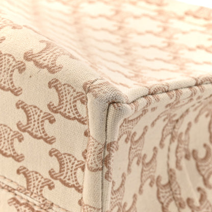 Celine Canvas Calfskin Triomphe Print Small Cabas Thais White 14 of 16