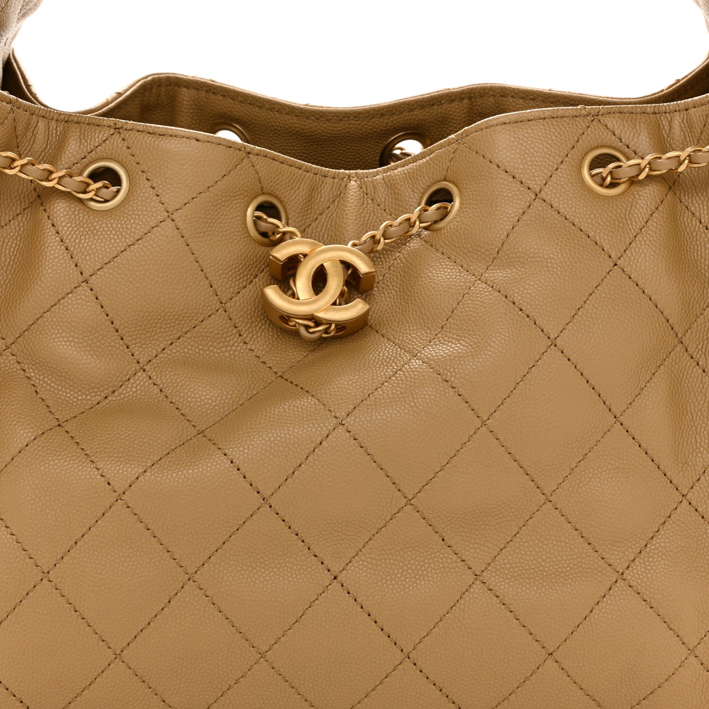 Caviar Quilted Small Chanel 25 Handbag Dark Beige