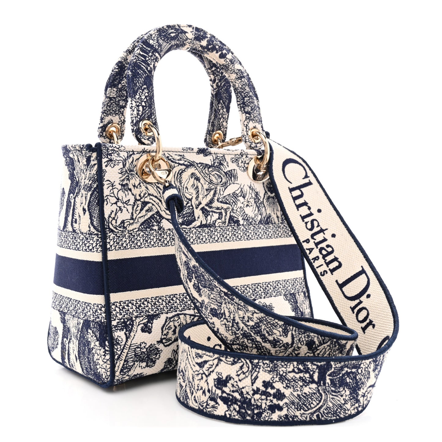 Toile de Jouy Embroidered Medium Lady D-Lite Blue