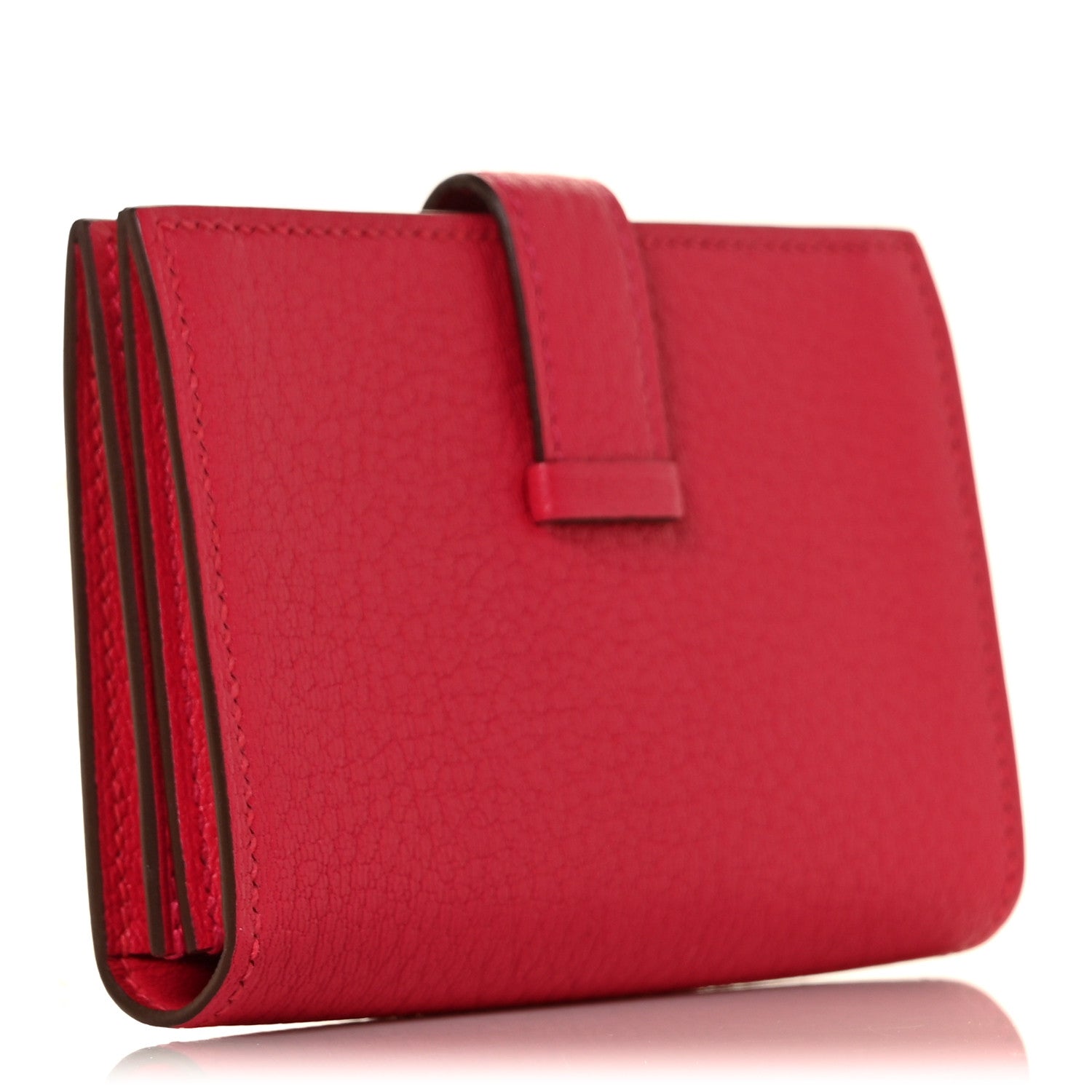Hermes Chevre Mysore Bearn Card Holder Wallet Rose Extreme 3 of 9