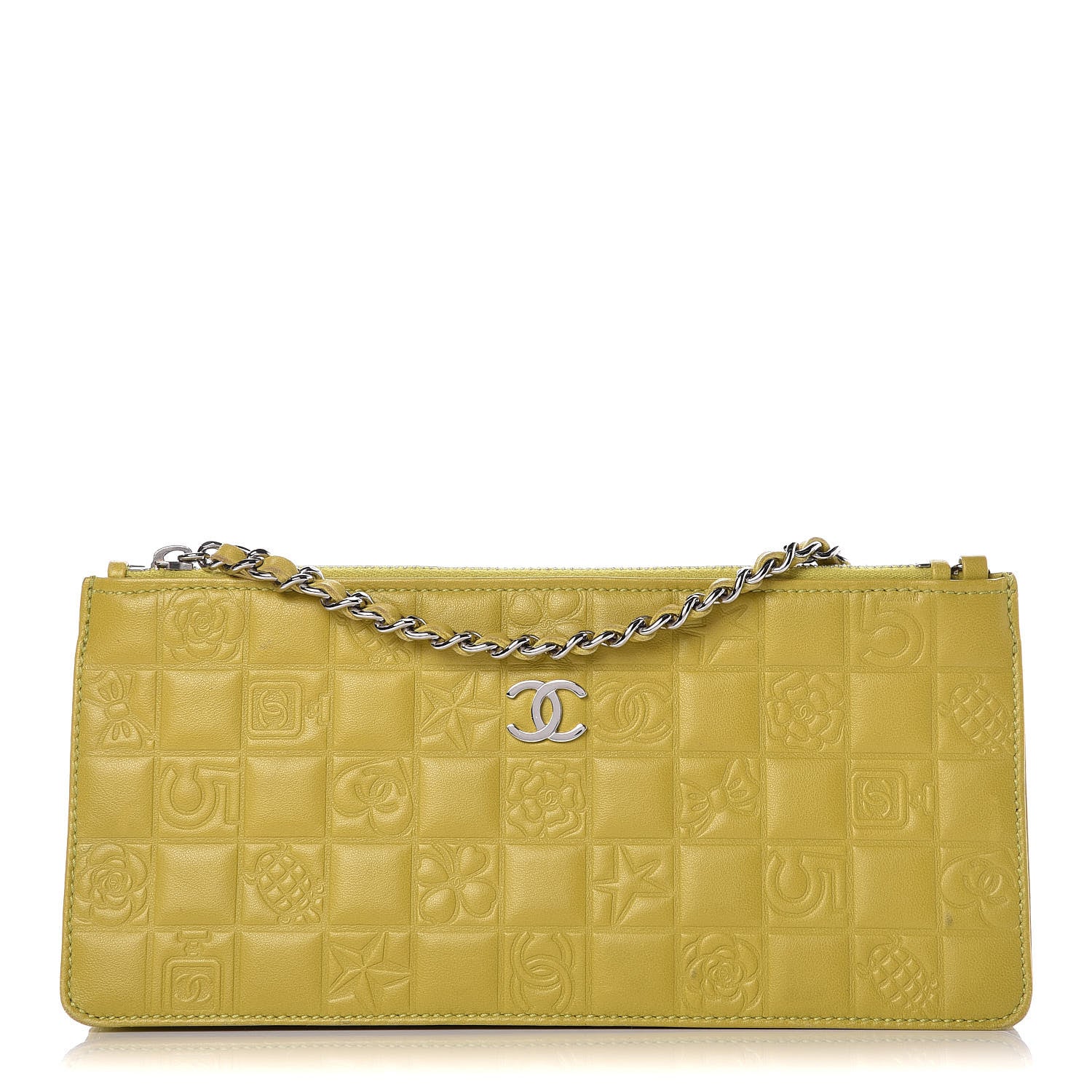 Chanel Lambskin Precious Symbols Pochette Chartreuse 1 of 11