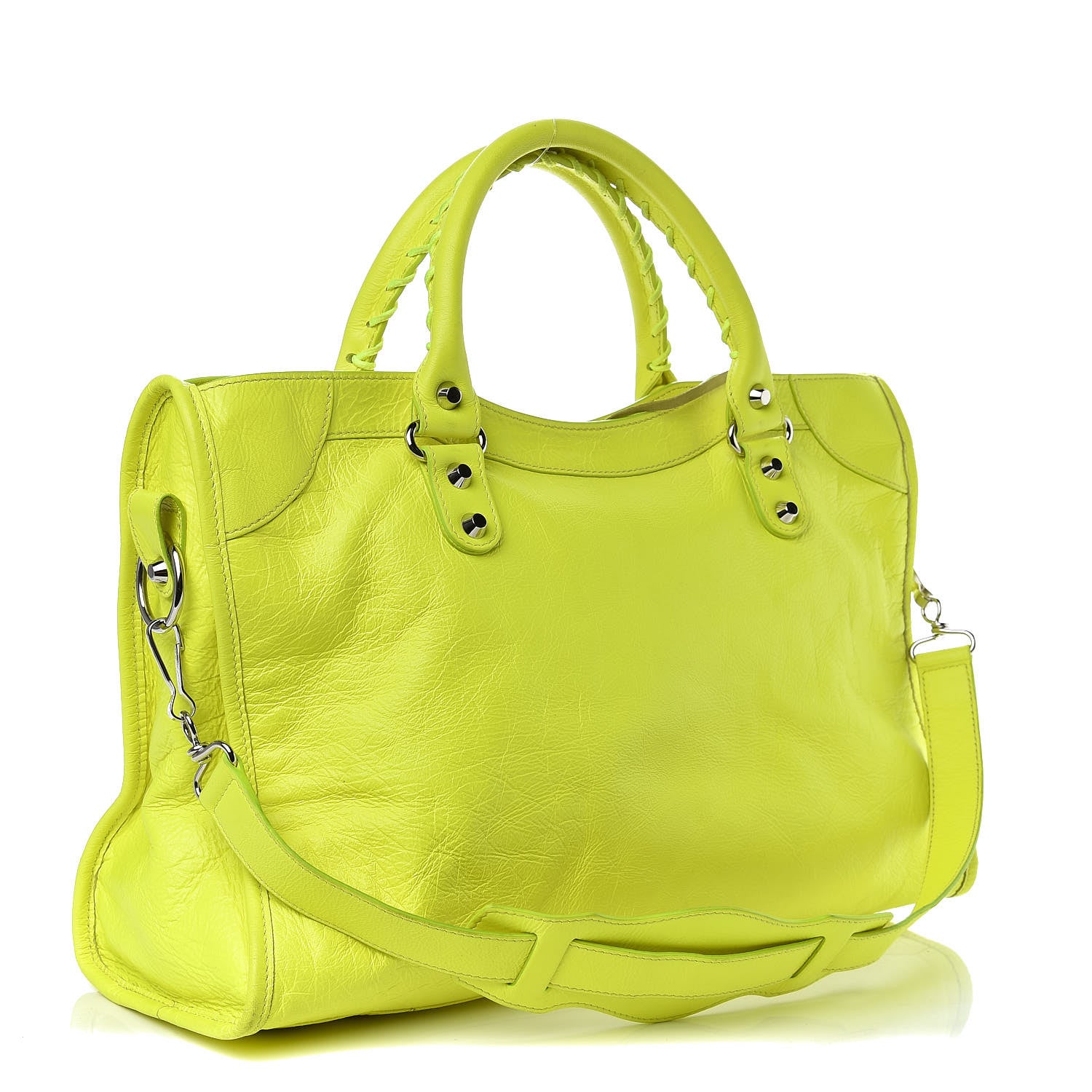 Balenciaga Agneau Classic Silver Hardware City Jaune Fluo 3 of 10