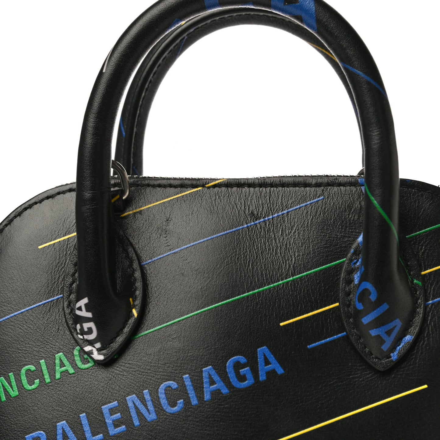 Calfskin Logo Print XXS Ville Top Handle Bag Black Multicolor