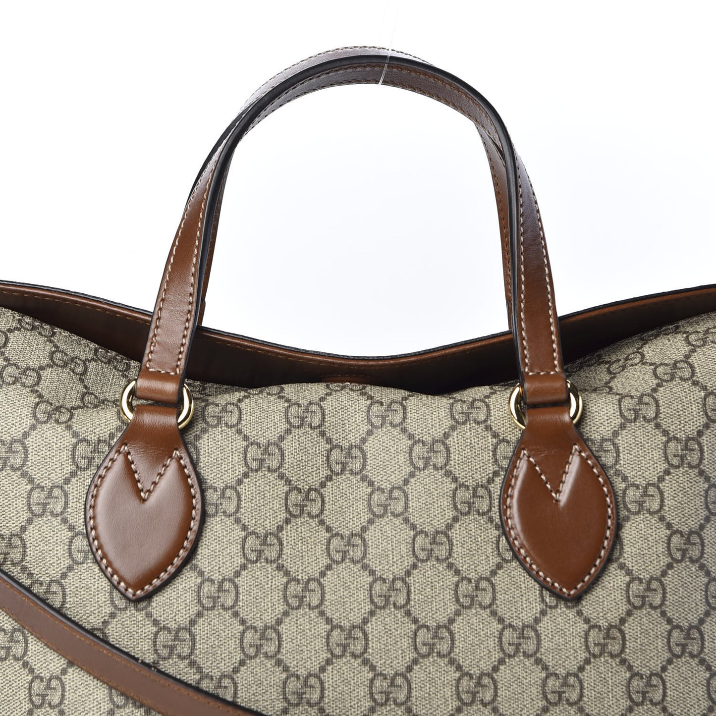 GG Supreme Monogram Linea A Foldover Tote Brown