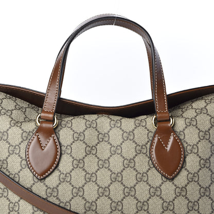 Gucci GG Supreme Monogram Linea A Foldover Tote Brown 9 of 9