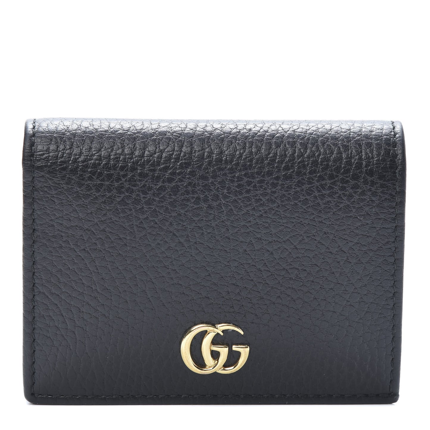 Pebbled Calfskin GG Marmont Card Case Black
