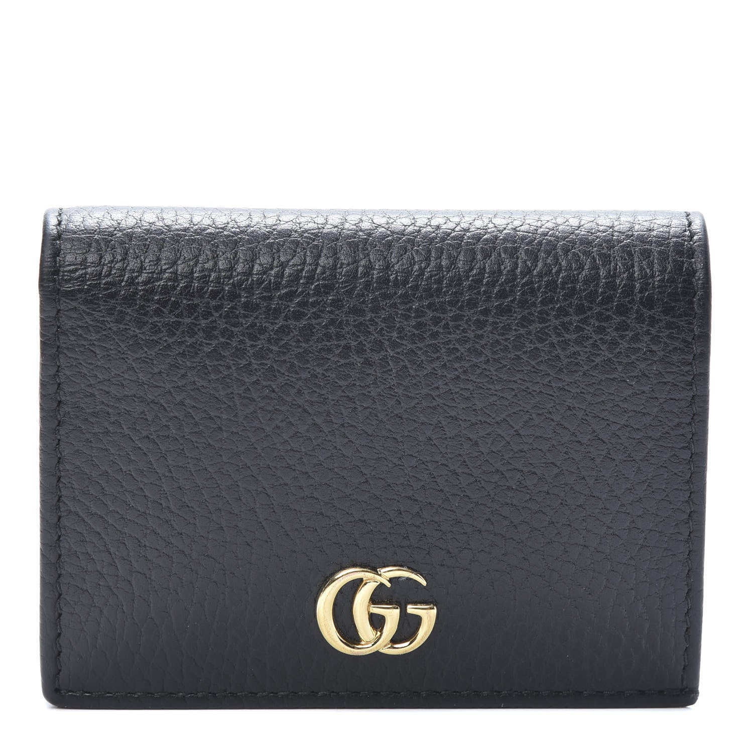 Gucci Pebbled Calfskin GG Marmont Card Case Black 1 of 7