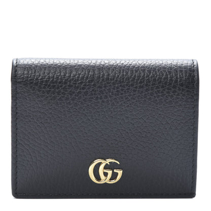 Gucci Pebbled Calfskin GG Marmont Card Case Black 1 of 7