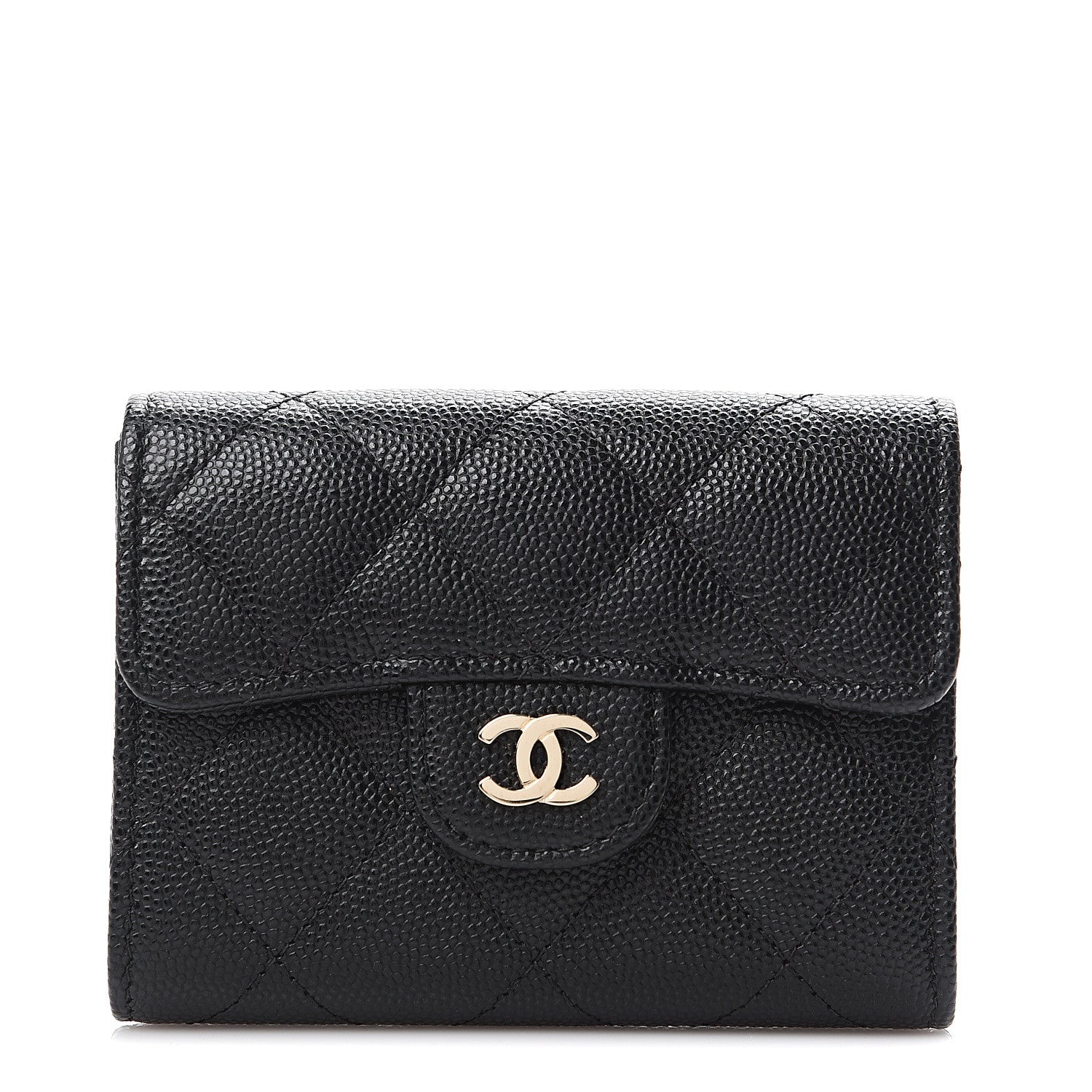 Chanel Caviar Quilted Flap Card Holder Wallet Black 1 of 8