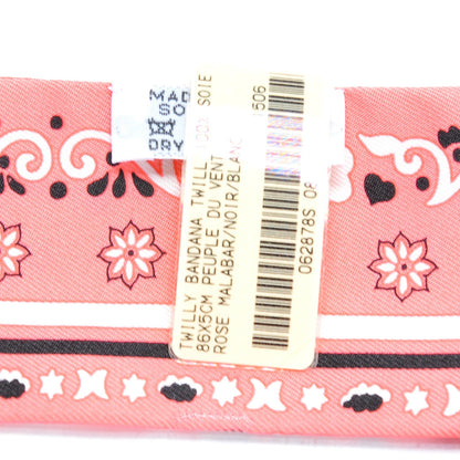 Hermes Silk Peuple Du Vent Bandana Twilly Rose Malabar Noir Blanc 3 of 6