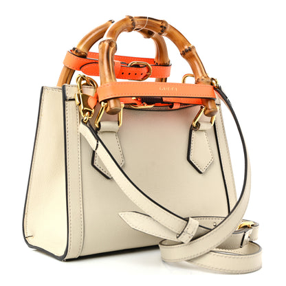 Gucci Wonka Grain Calfskin Mini Diana Tote Bag Mystic White Orange Fluo 3 of 10