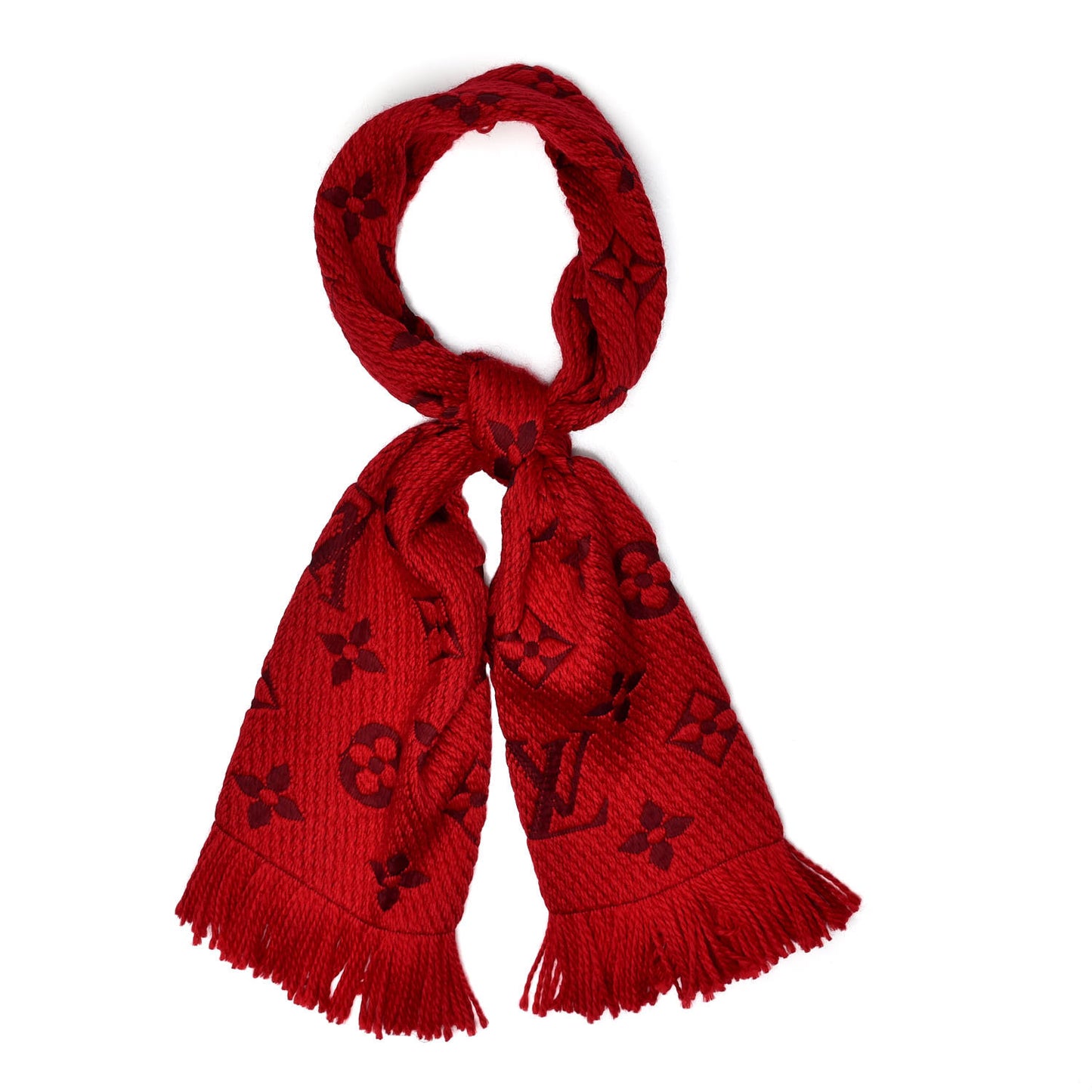 Wool Silk Logomania Scarf Rubis