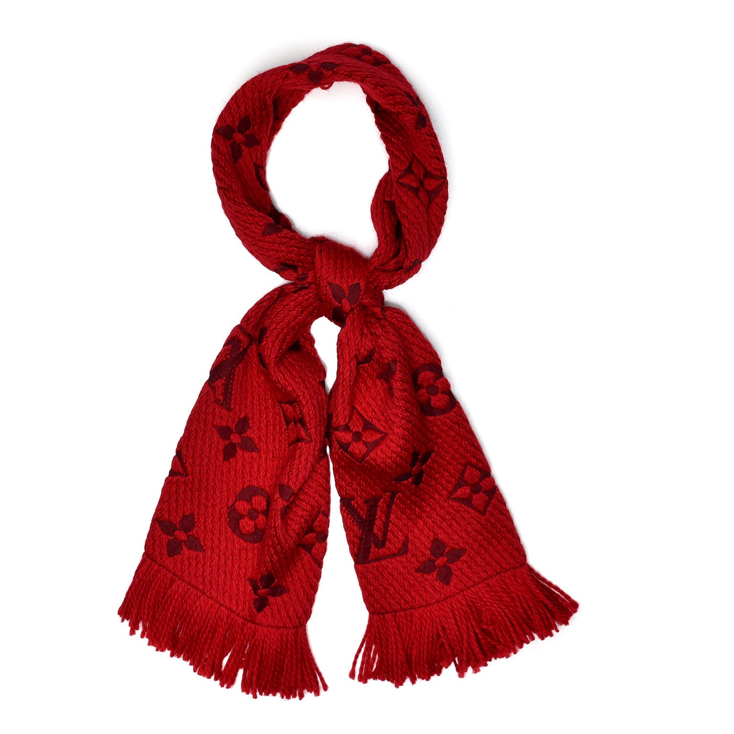 Louis Vuitton Wool Silk Logomania Scarf Rubis 1 of 4