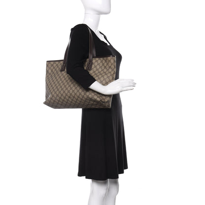 Gucci GG Supreme Monogram Medium Zippered Shopping Tote Dark Brown 2 of 13