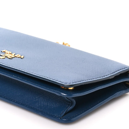 Prada Saffiano Metal Oro Mini Bag Bluette 9 of 9