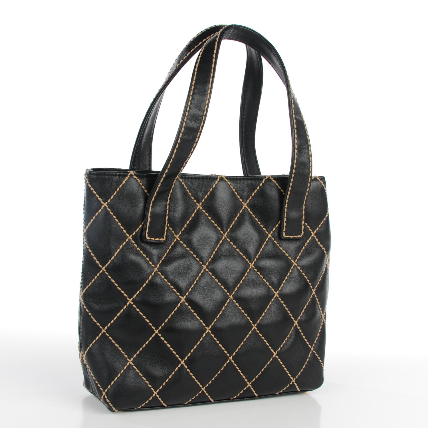 Chanel Calfskin Contrast Stitch Surpique Tote Black 3 of 7