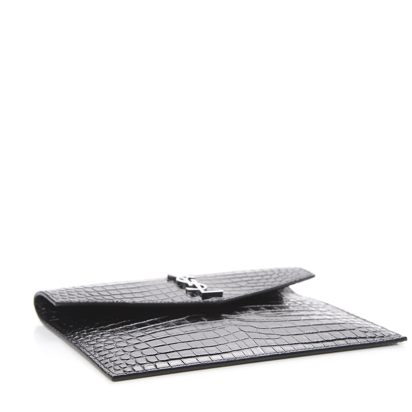 Calfskin Crocodile Embossed Monogram Uptown Baby Pouch Black