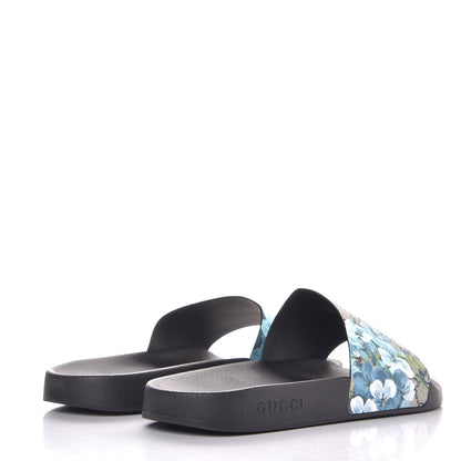 Gucci GG Supreme Monogram Blooms Mens Slide Sandals 13 Beige Blue 4 of 8