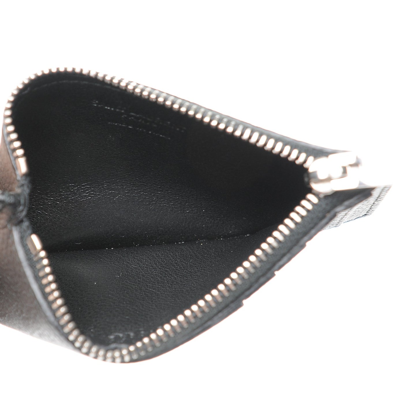 Grained Calfskin 5 Fragments Zip Pouch Card Holder Black