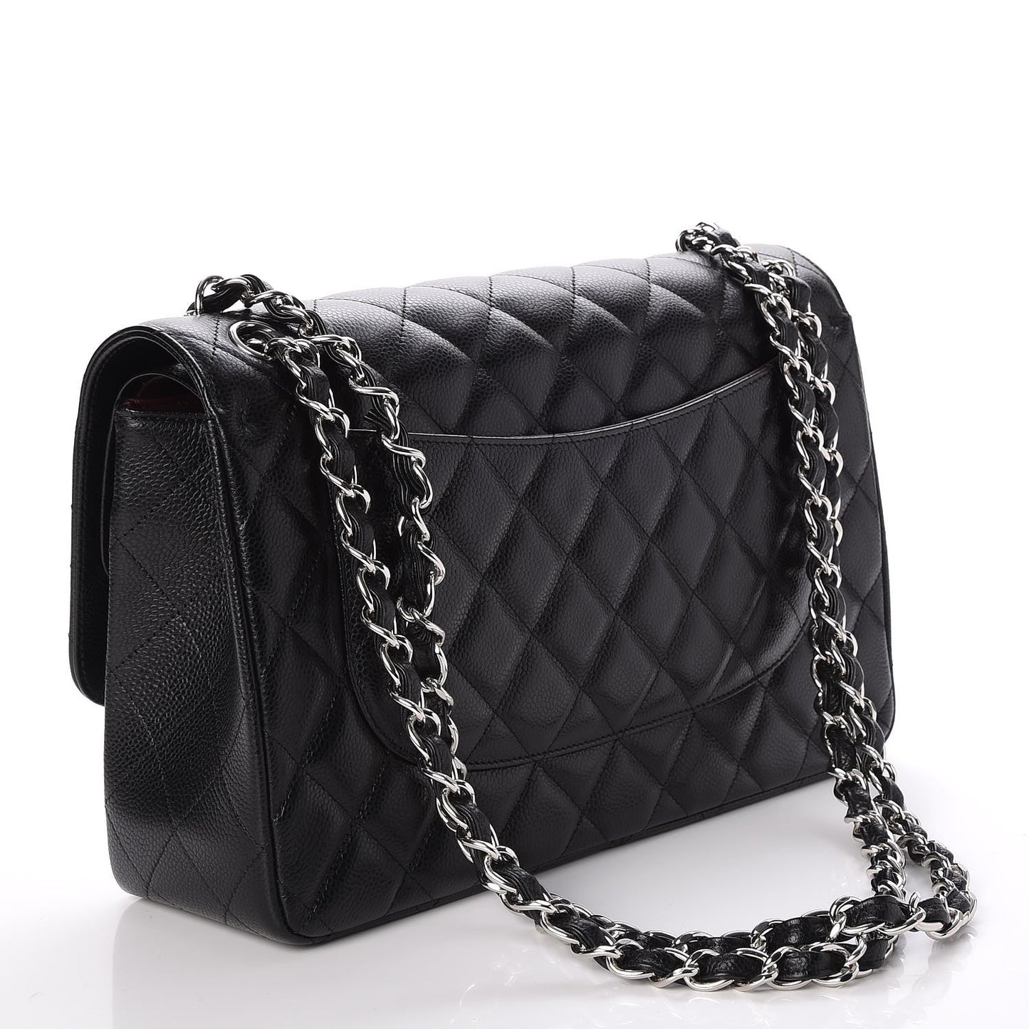 Caviar Quilted Jumbo Double Flap Black