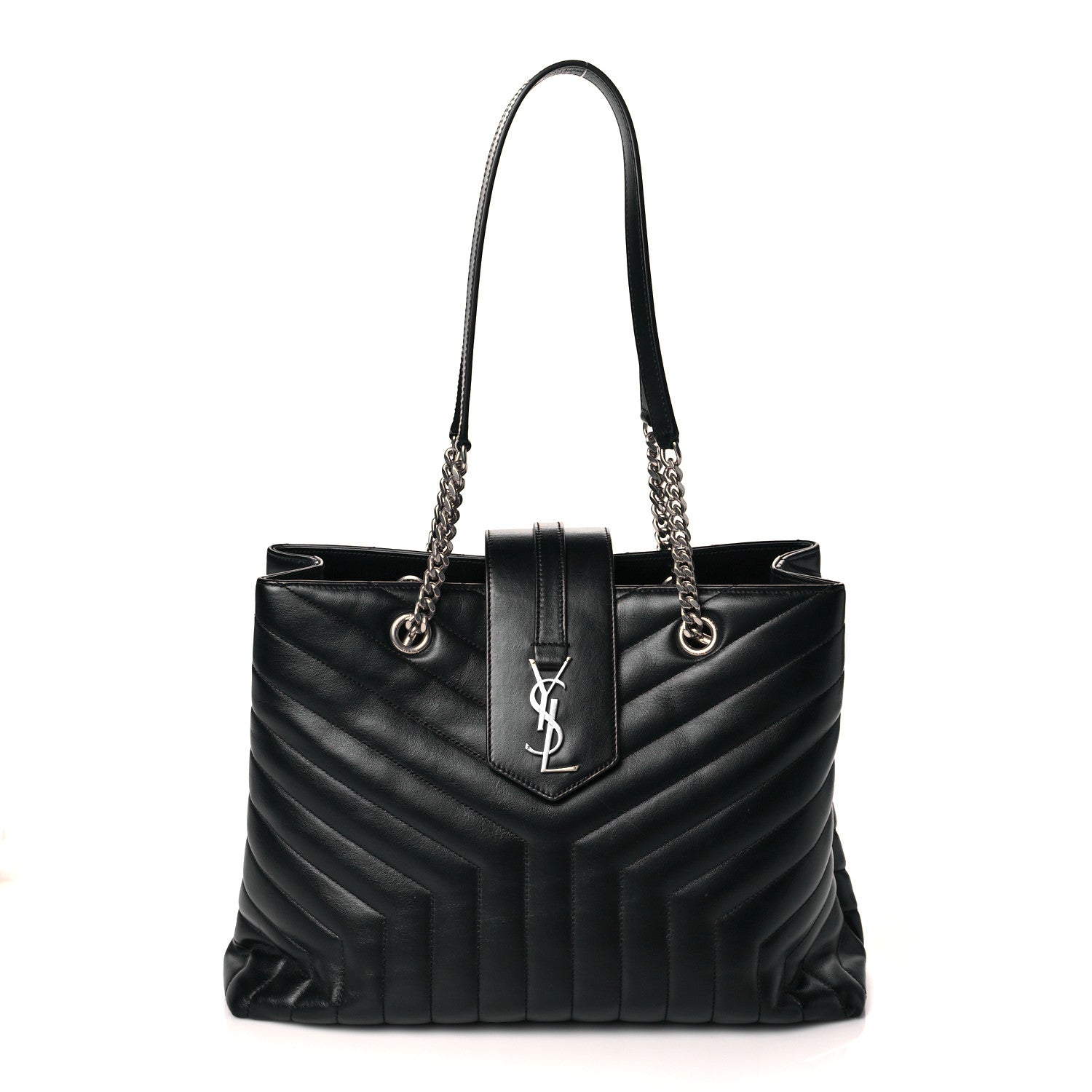 Saint Laurent Calfskin Y Quilted Monogram Large Loulou Shopper Black 1 of 12