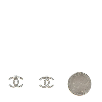 Chanel Crystal CC Earrings Silver 2 of 4
