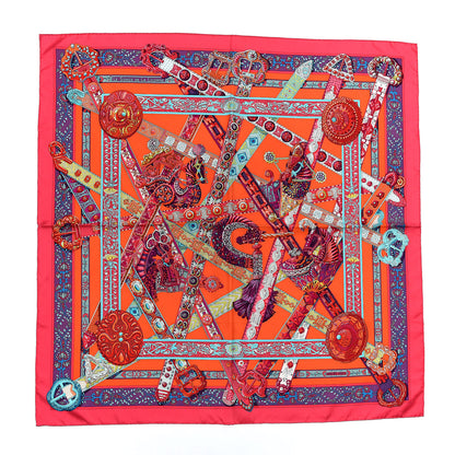 Hermes Silk Le Songe De La Licorne Scarf 90 Rose Indien Capucine Violet 1 of 7