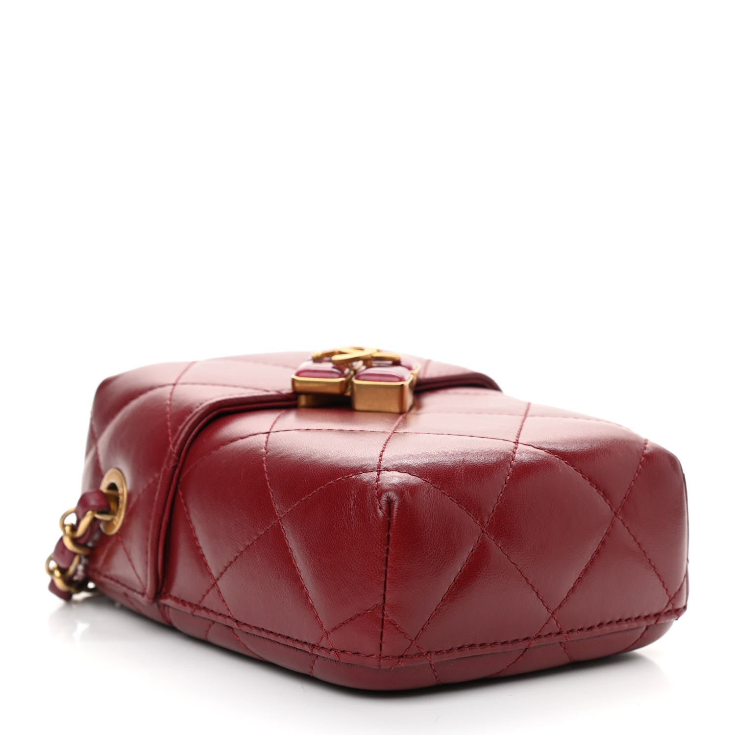 Chanel Lambskin Gripoix Quilted Box Bag Burgundy 3 of 8