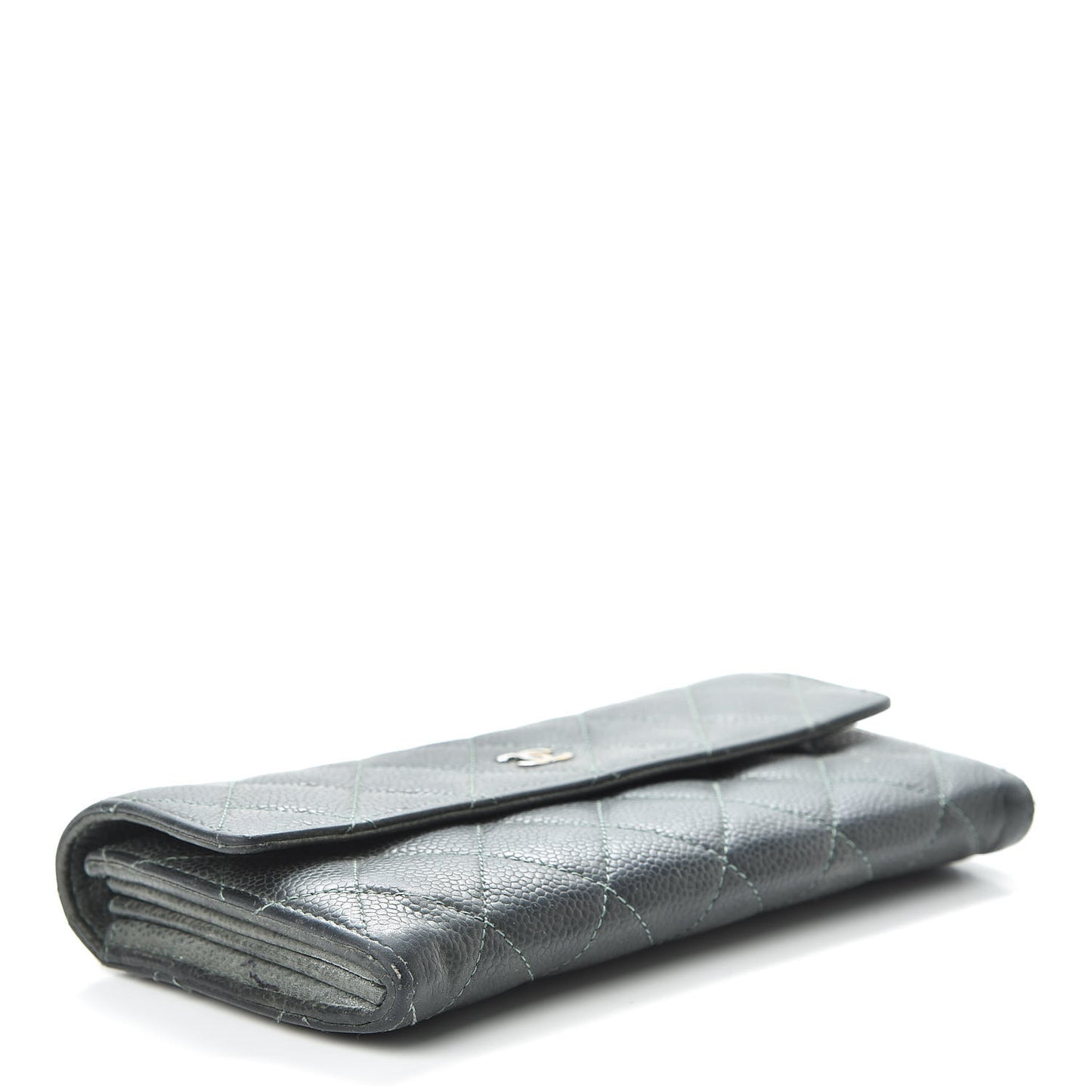 Iridescent Caviar Quilted Large Flap Wallet