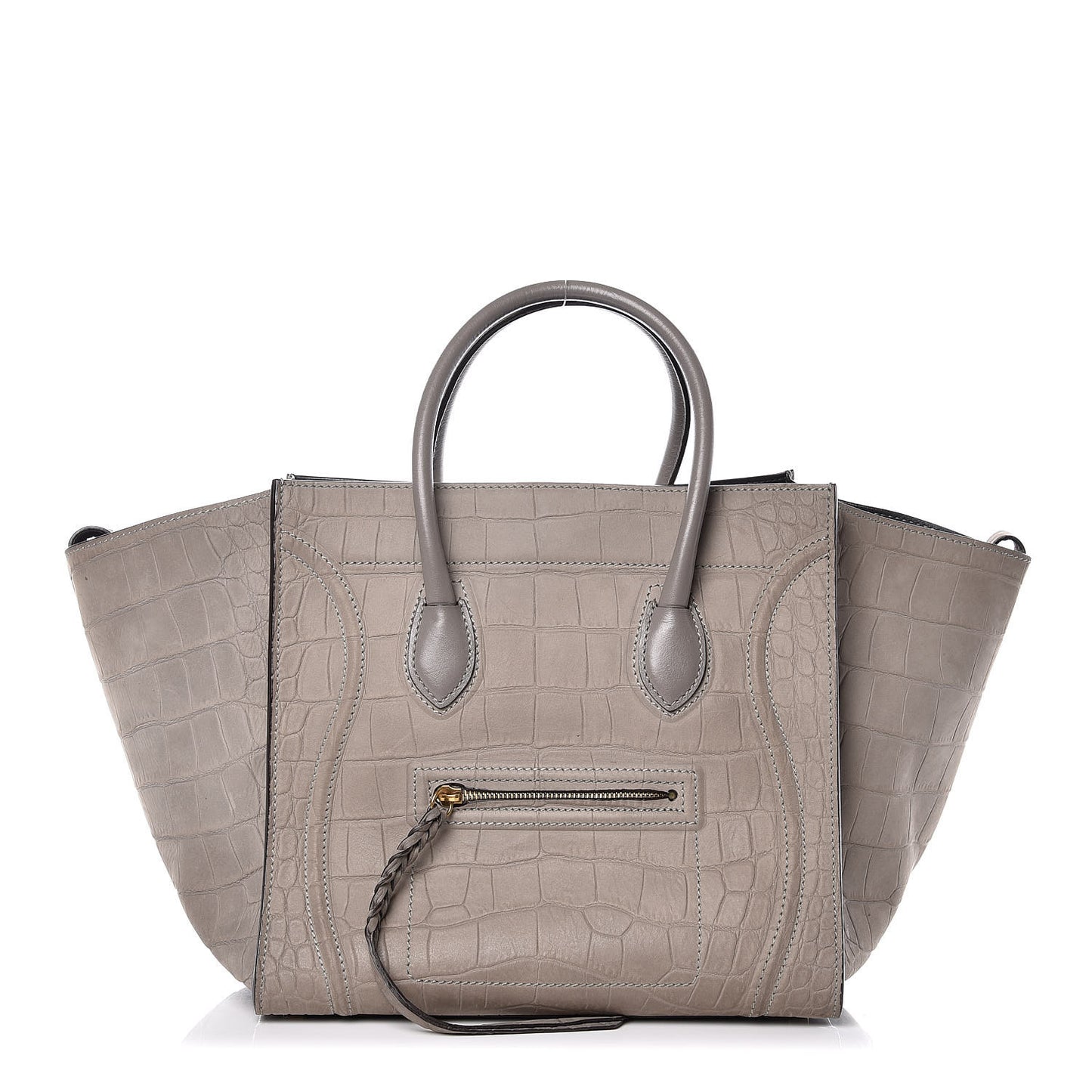 Crocodile Embossed Nubuck Medium Phantom Luggage Grey