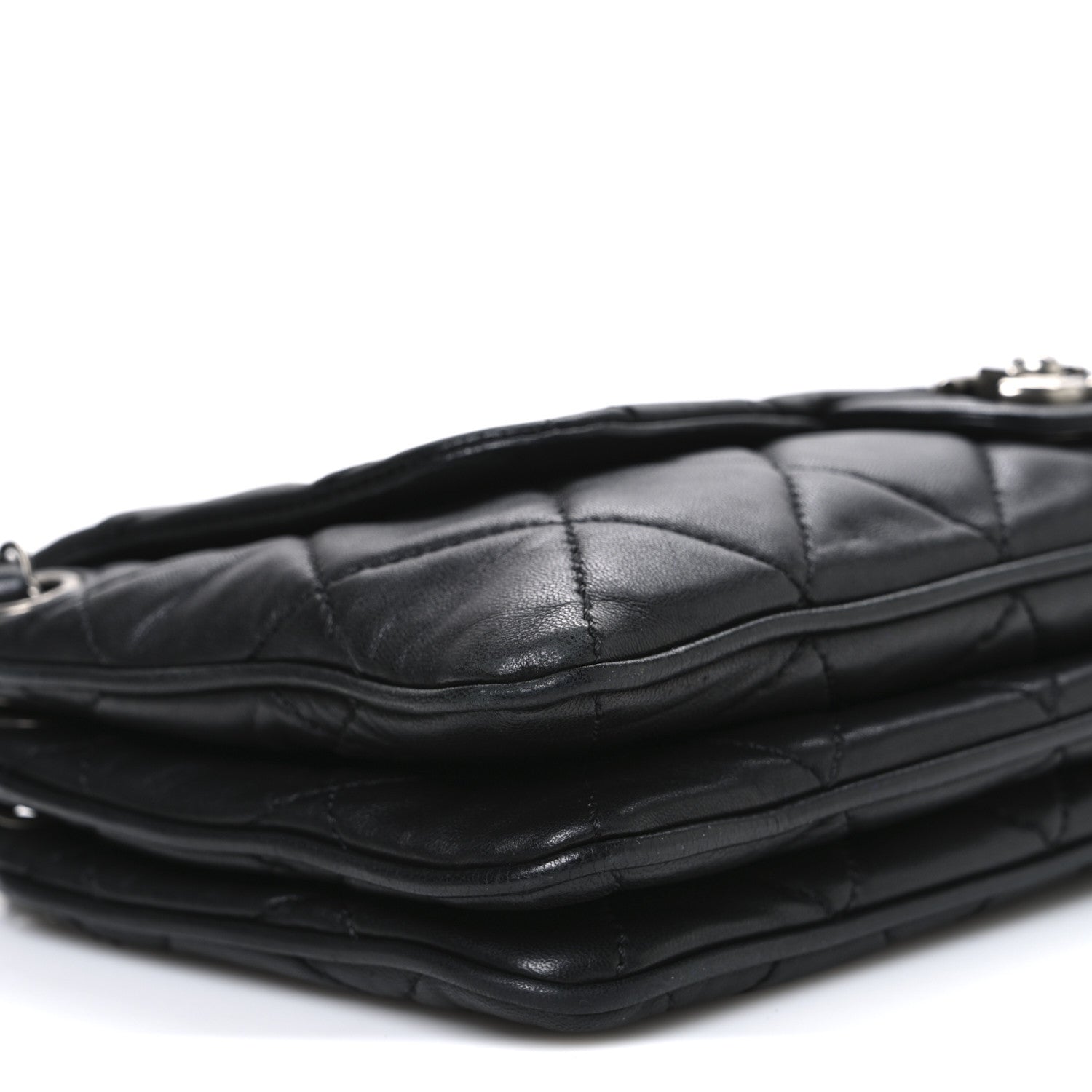 Chanel Lambskin Quilted Chanel 3 Accordion Flap Bag Black 9 of 10