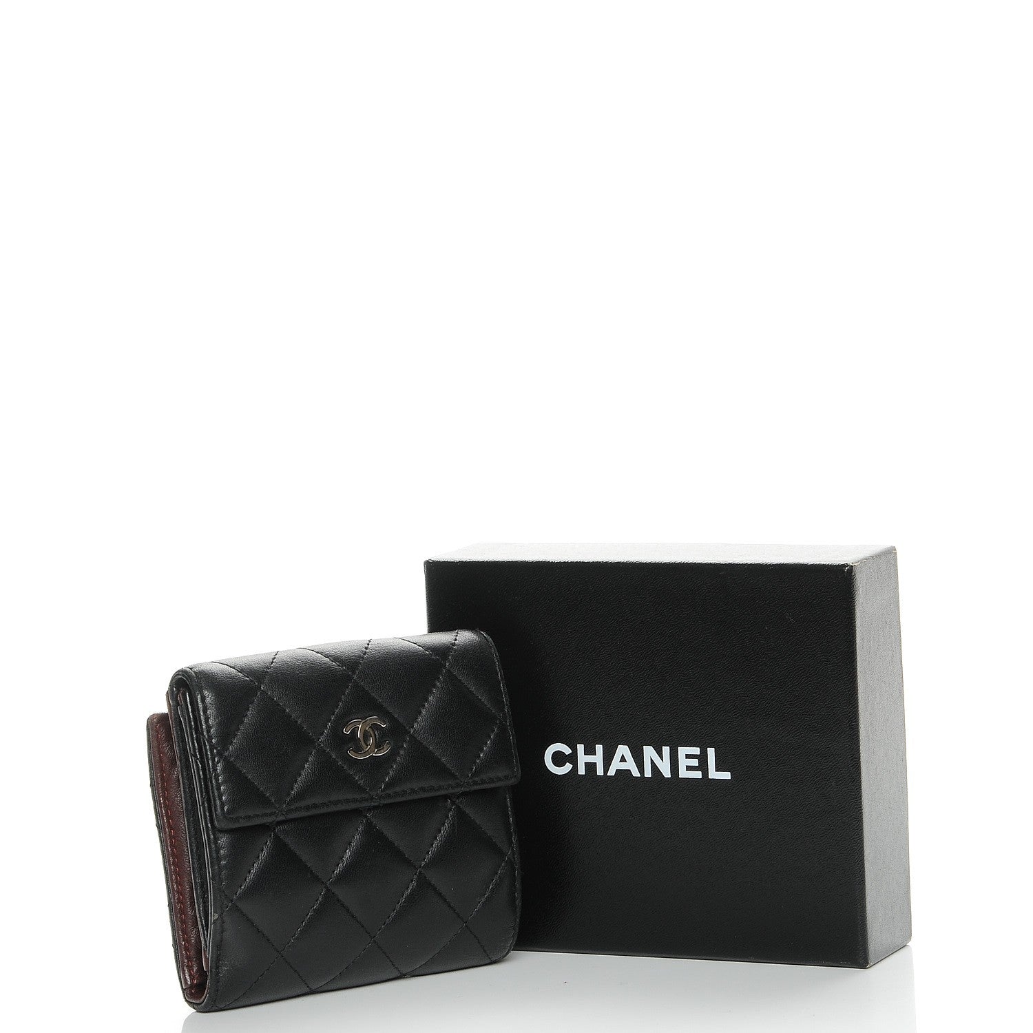 Chanel Lambskin Quilted Compact French Flap Wallet Black 9 of 13