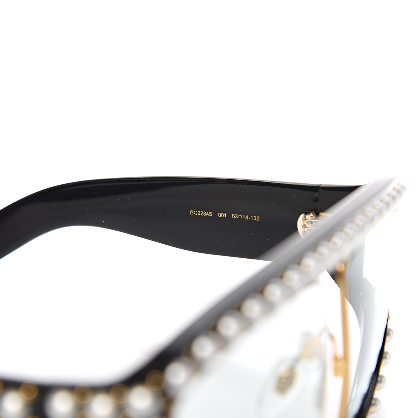 Acetate Pearl Rectangular Frame Sunglasses GG0234S Black
