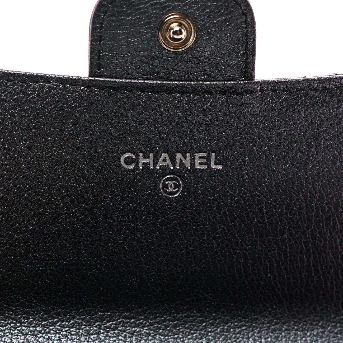 Iridescent Goatskin Quilted Large Flap Wallet Purple