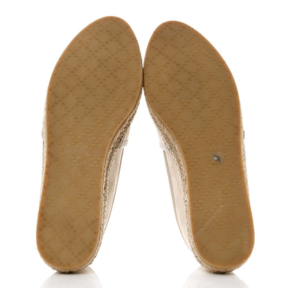 Gucci Washed Cotton Miro Soft Calfskin GG Monogram Espadrilles 36.5 White Mystic White 5 of 10