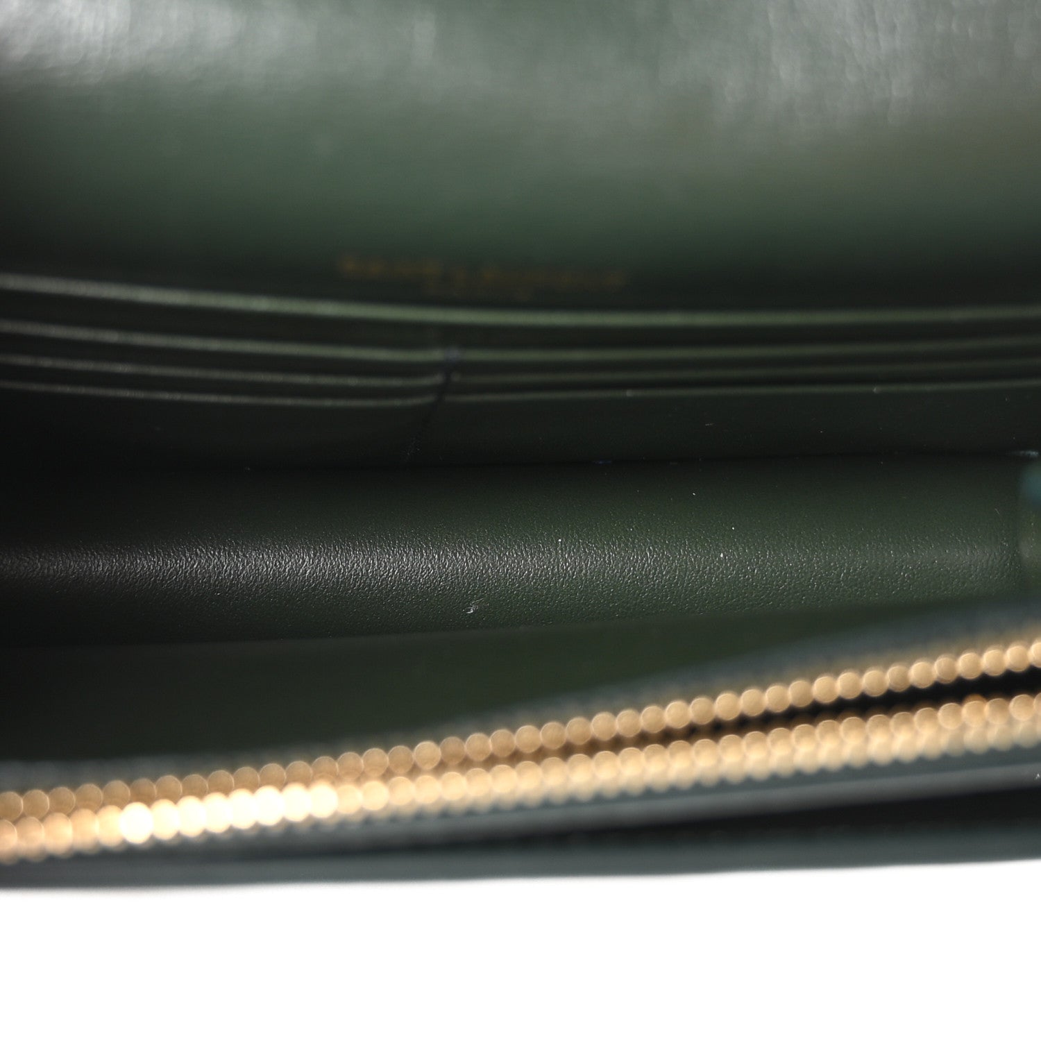 Saint Laurent Calfskin Monogram Sunset Chain Wallet New Vert Fonce 5 of 10