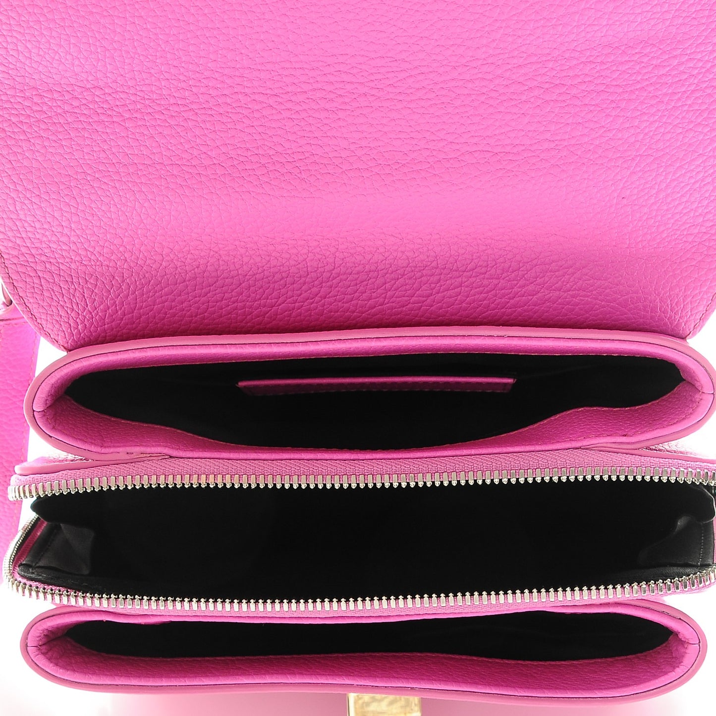 Grained Calfskin Le Dix Mini Soft Cartable Rose Fluo