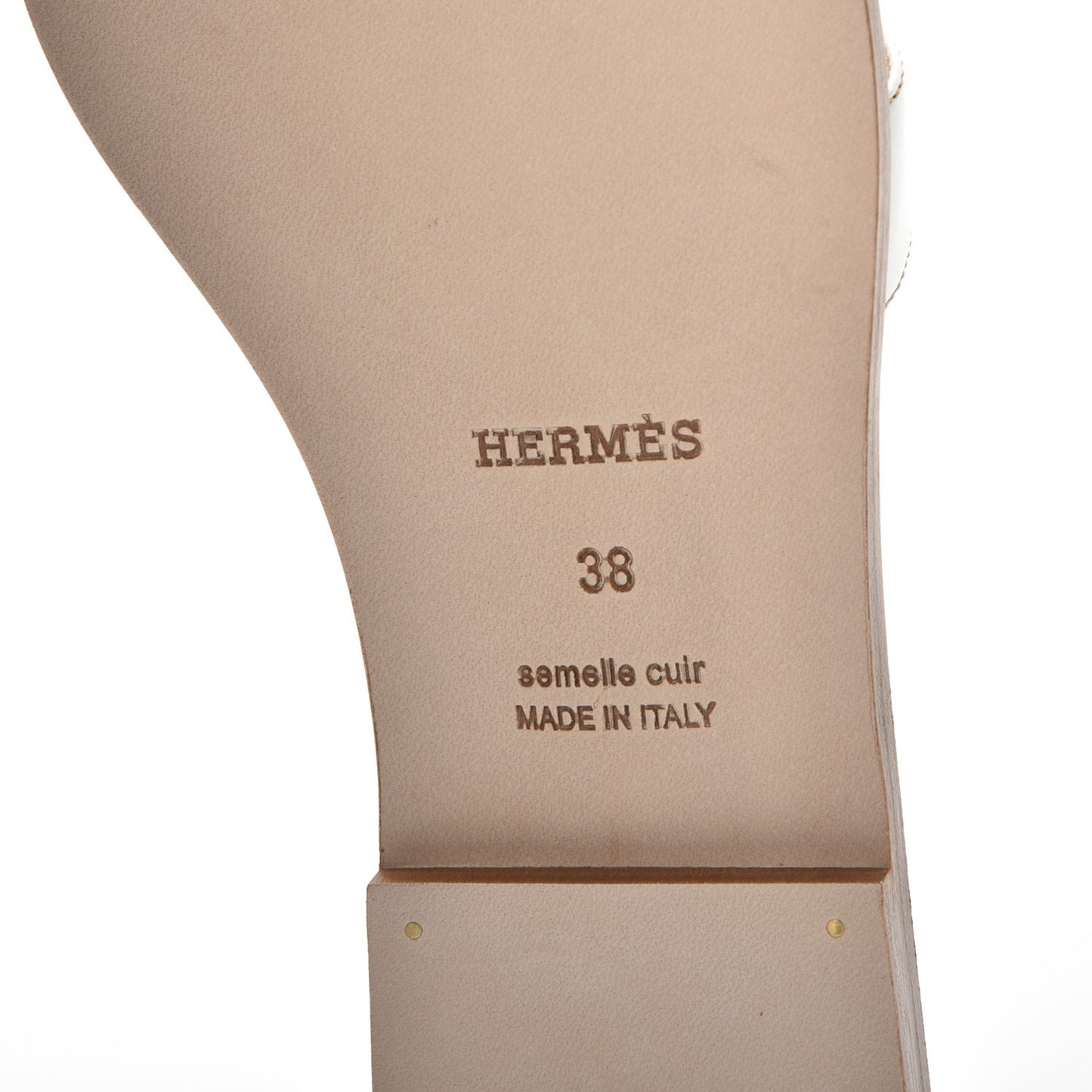 Box Calfskin Oran Sandals 38 White