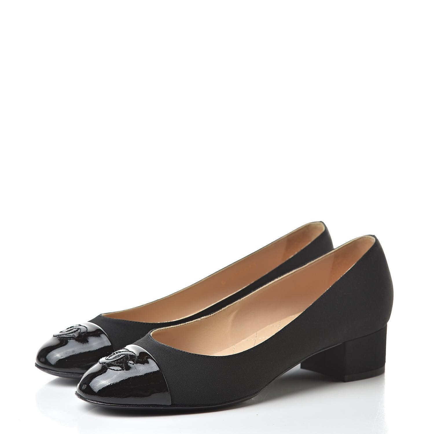 Chanel Patent Calfskin Grosgrain CC Cap Toe Pump 36.5 Black 3 of 11