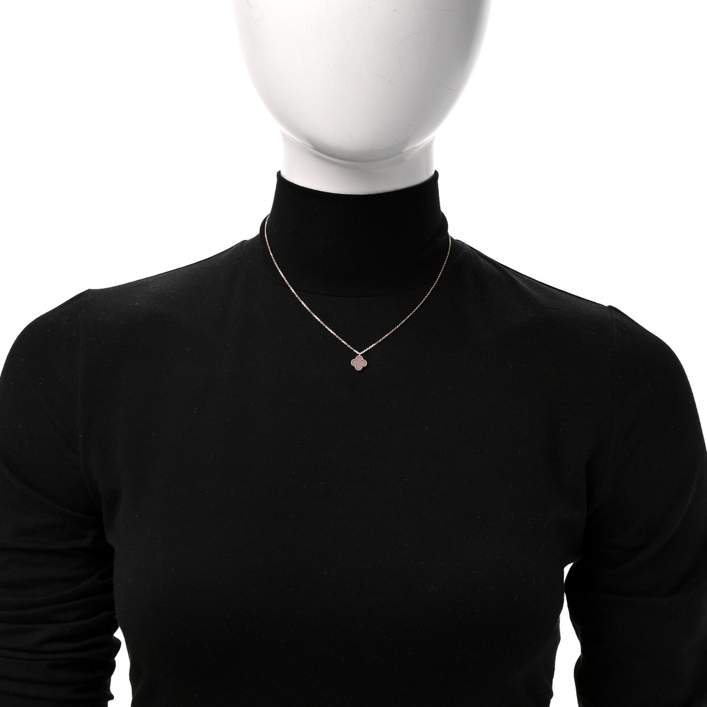 18K Rose Gold Carnelian Sweet Alhambra Pendant Necklace