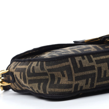 Fendi Fabric Jacquard FF 1974 Medium Baguette Tobacco Moro Black 6 of 11