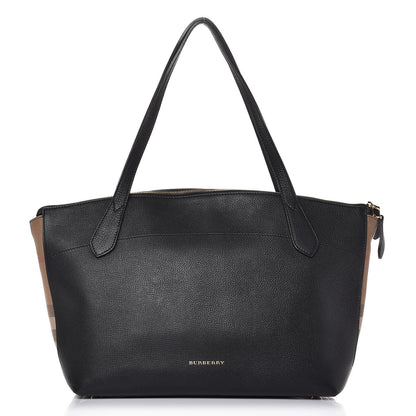 Burberry Derby Calfskin House Check Medium Welburn Tote Black 1 of 15