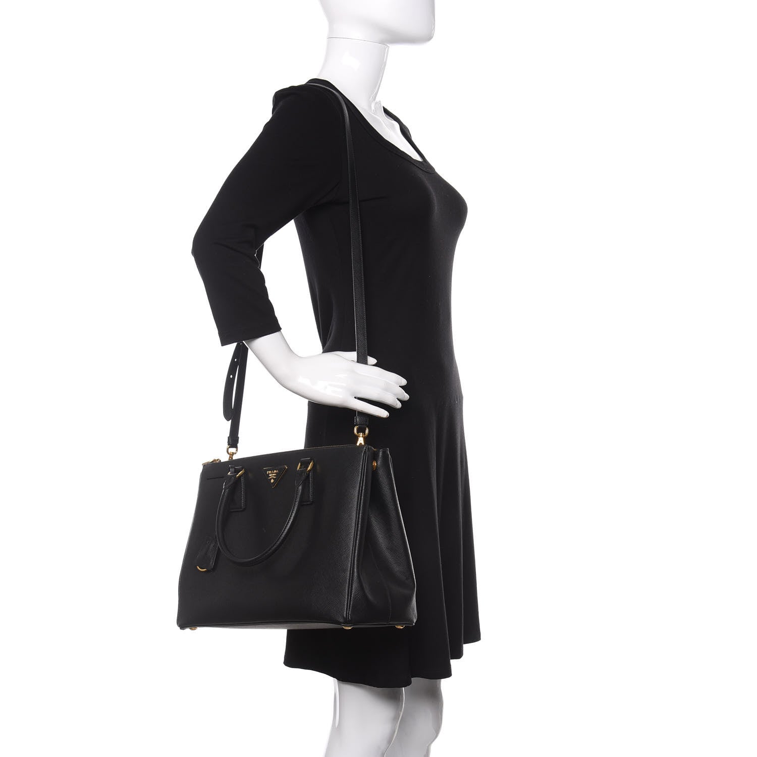 Prada Saffiano Medium Galleria Double Zip Tote Black 2 of 10