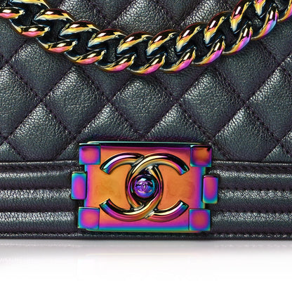 Chanel Iridescent Goatskin Quilted Medium Boy Flap Purple 12 of 12